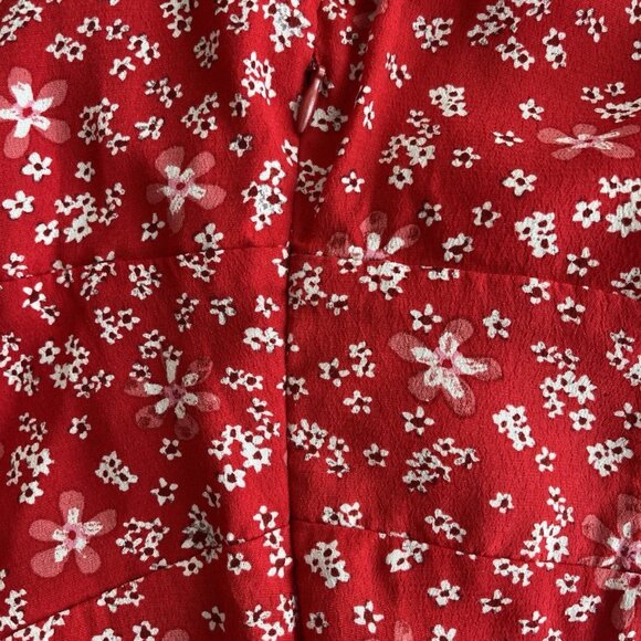 ZARA Women's Red Floral Print 3/4 Sleeve Ruffled Mini Dress - Picture 5 of 6